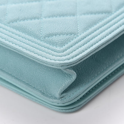 Chanel Caviar Quilted Boy Wallet On Chain WOC Light Blue 12 of 15