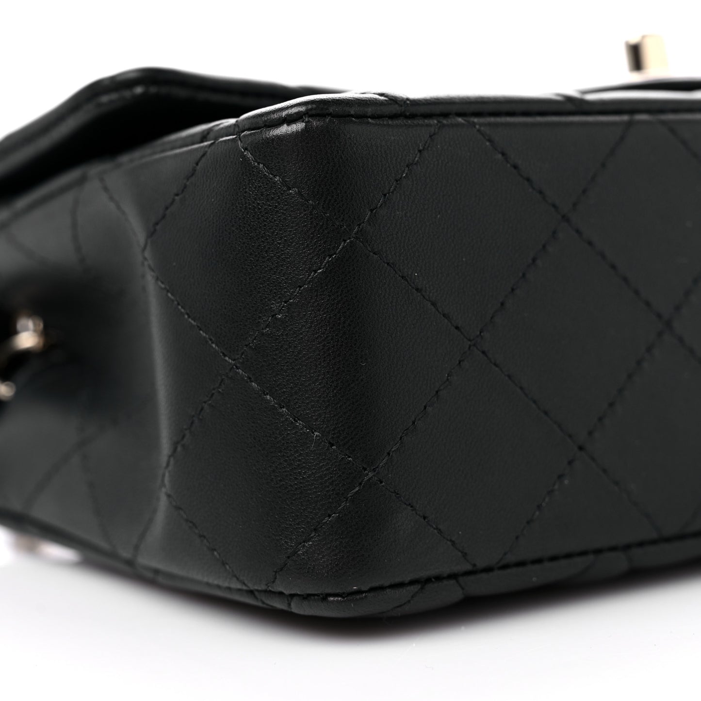 Lambskin Quilted Mini Rectangular Flap Black