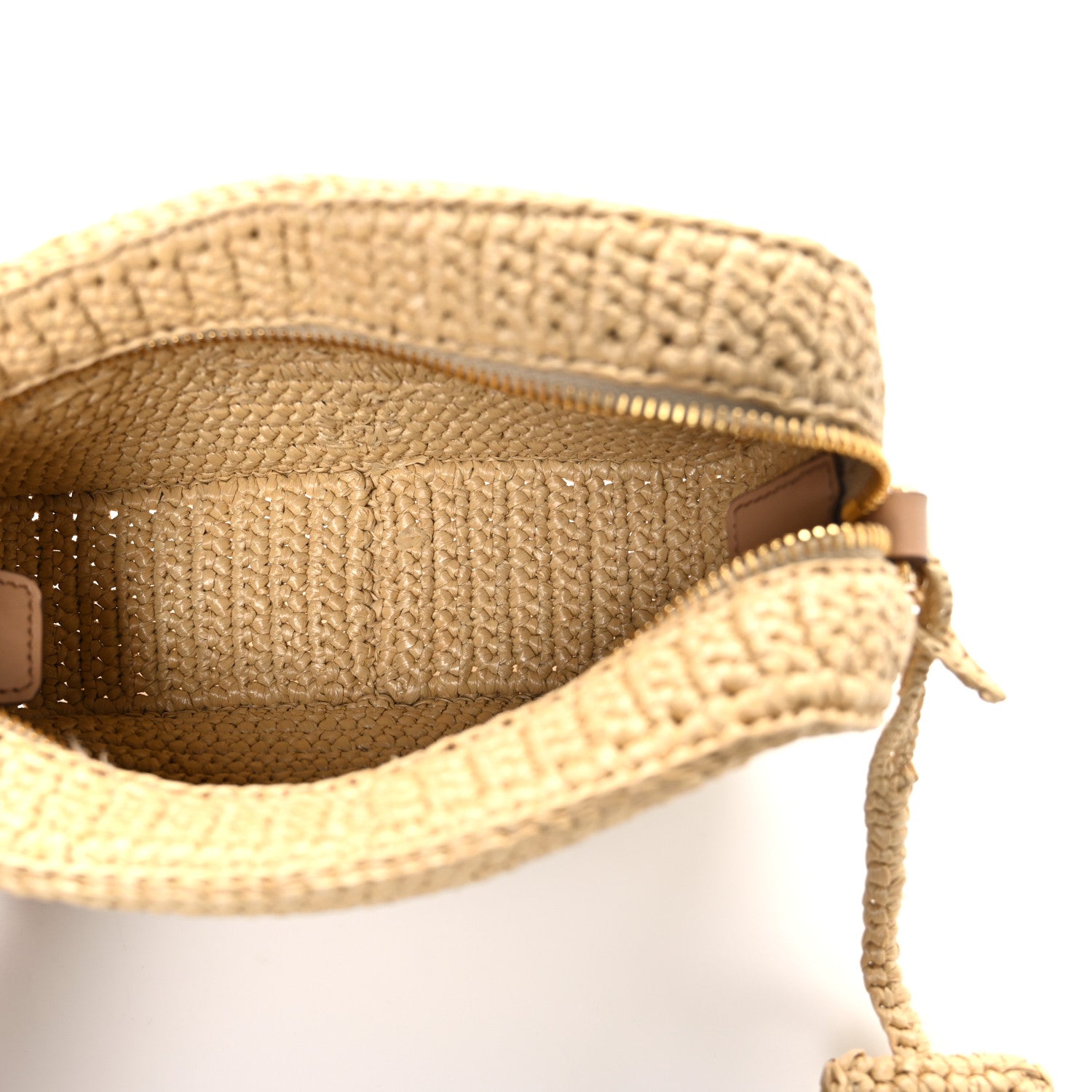 Prada Yarn Raffia Effect Crochet Brique Crossbody Bag Natural