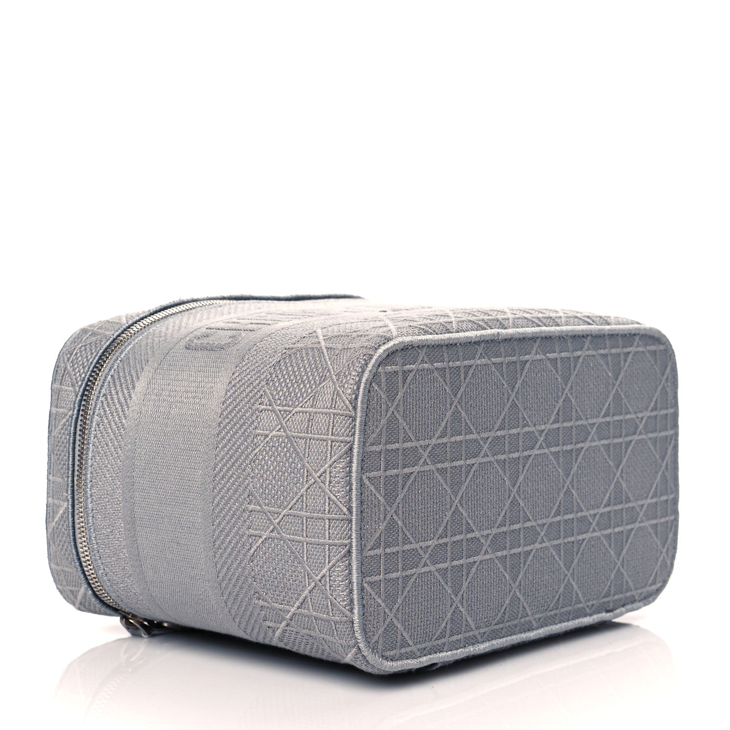 Christian Dior Canvas Embroidered Cannage Diortravel Vanity Case Grey 4 of 9