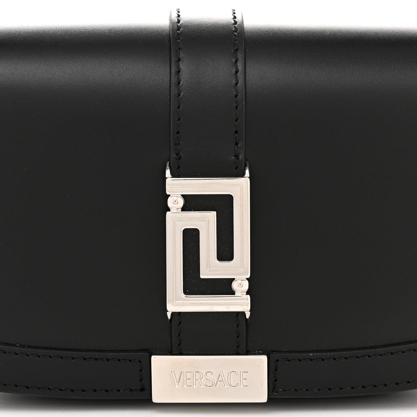 Lambskin Mini Greca Goddess Shoulder Bag Black