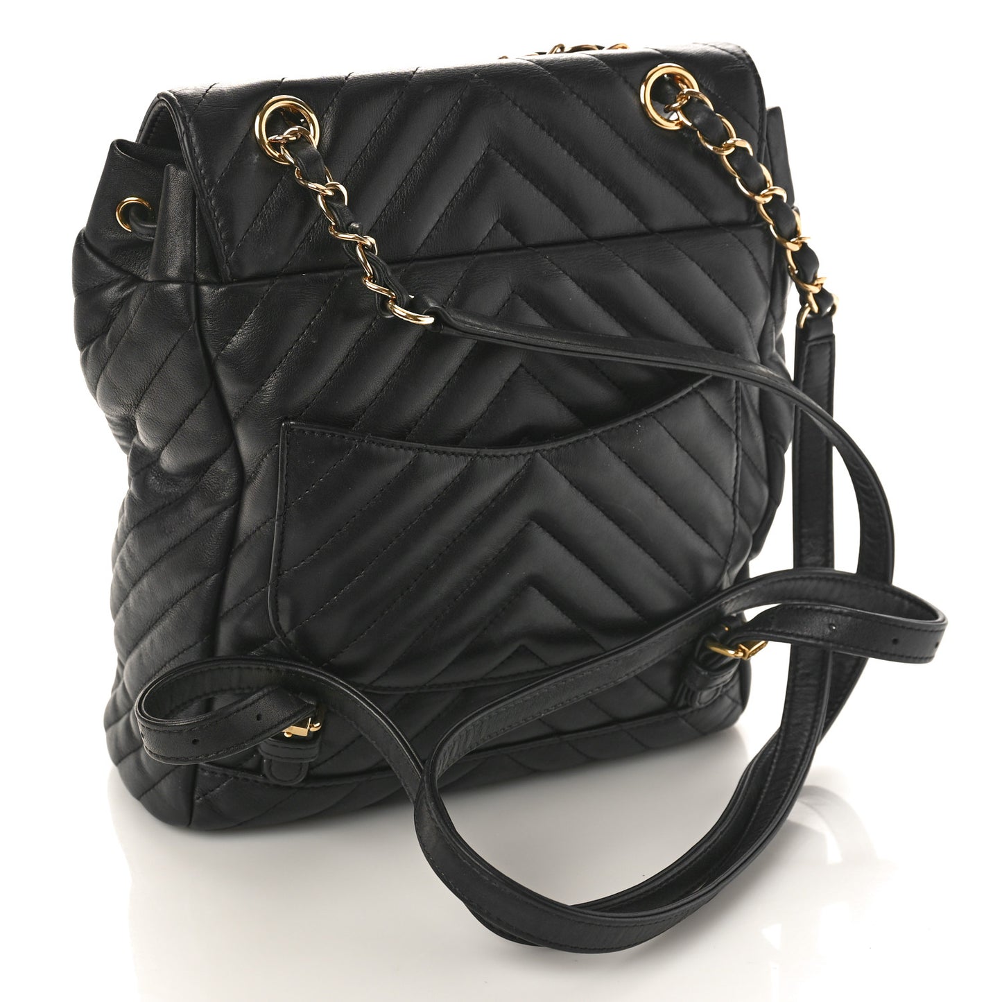 Calfskin Chevron Quilted Small Urban Spirit Backpack Black