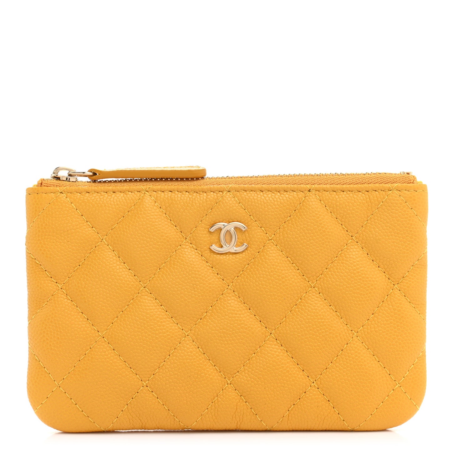 Caviar Quilted Small Cosmetic Case Yellow
