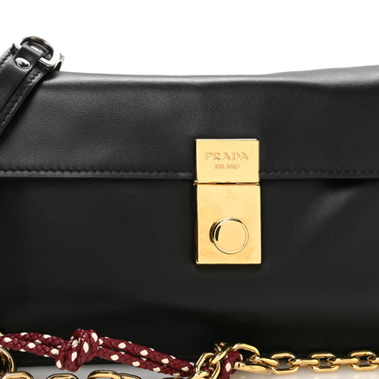 Prada Calfskin Soft Sound Charms Shoulder Bag Black 8 of 10