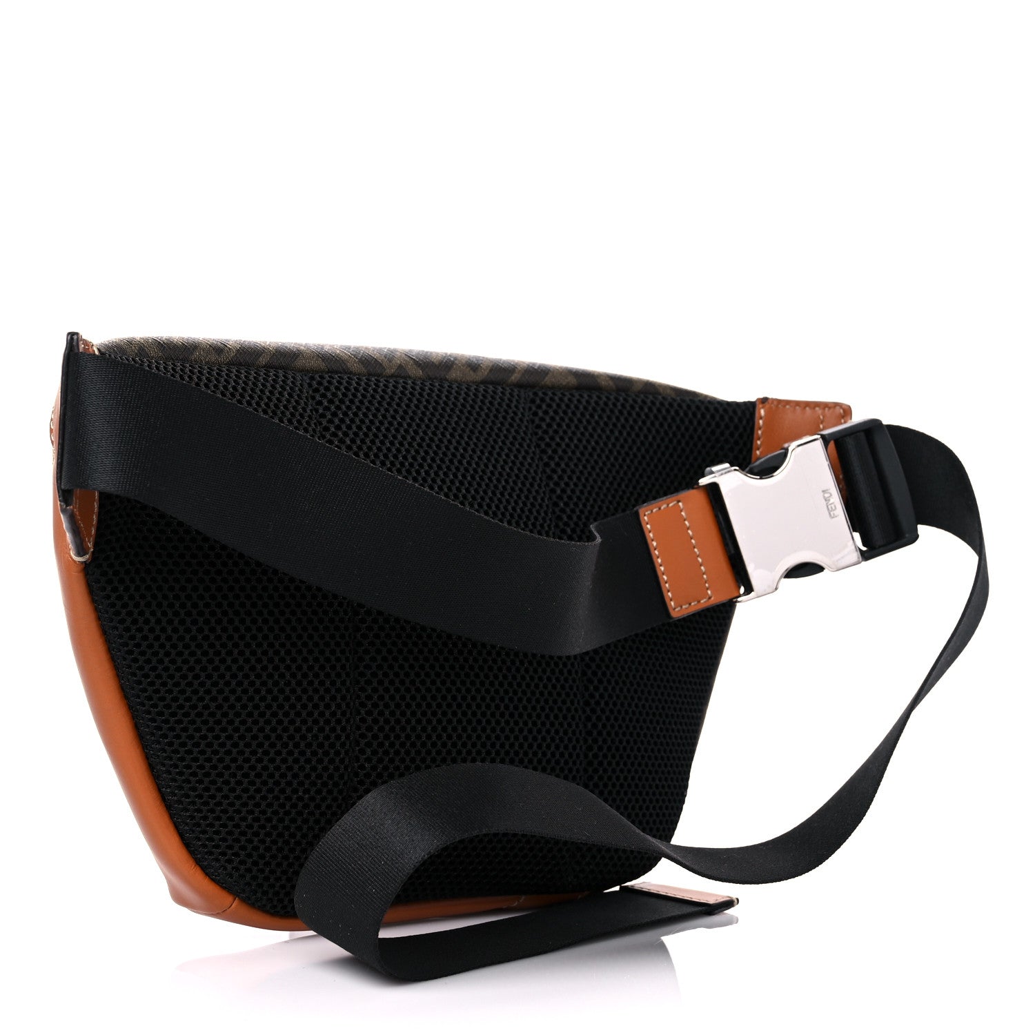 Fendi Glazed Fabric Vitello King FF 1974 Diagonal Belt Bag Tobacco Moro Cuoio 3 of 11