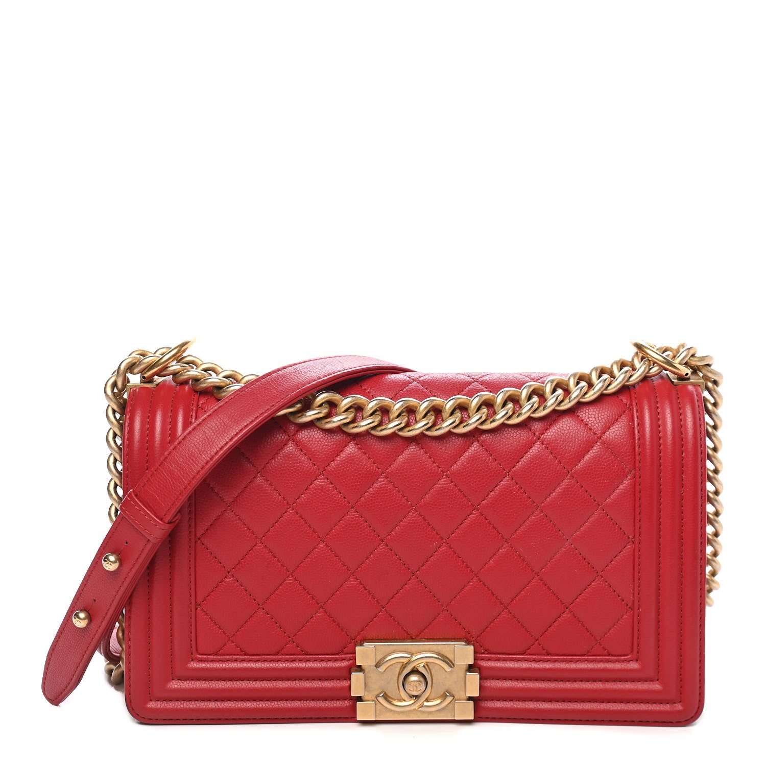 Chanel Caviar Quilted Medium Boy Flap Red 1 of 10