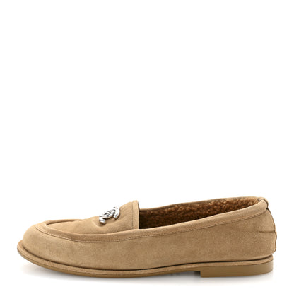 Chanel Suede Calfskin CC Loafers 39 Dark Beige 1 of 9