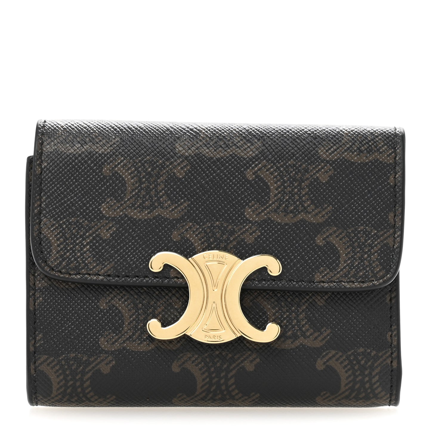 Canvas Triomphe Compact Triomphe Wallet With Coin Purse Tan