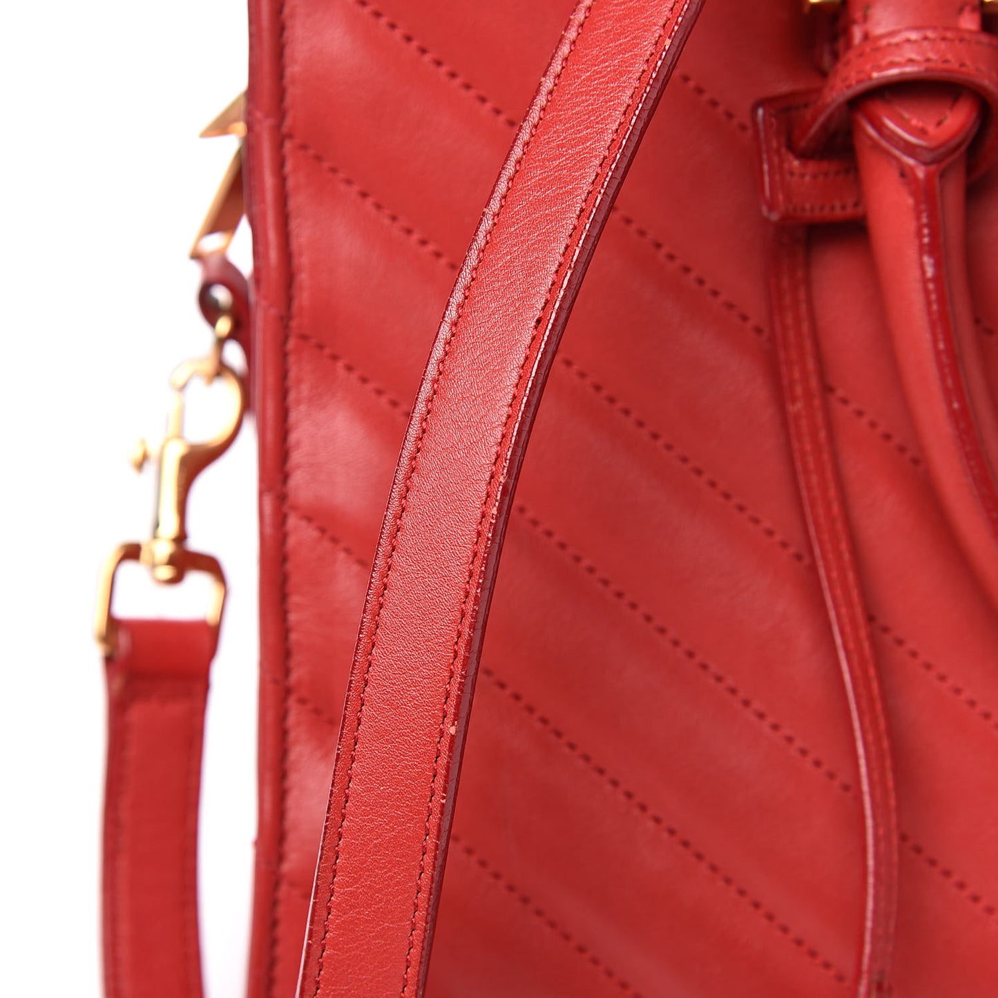 Calfskin Matelasse Chevron Small Monogram Cabas Lipstick Red