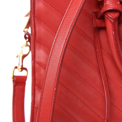 Saint Laurent Calfskin Matelasse Chevron Small Monogram Cabas Lipstick Red 11 of 13