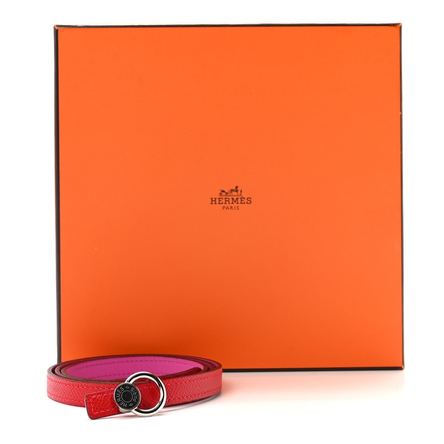 Swift Epsom 13mm Mini Laquee Reversible Belt 80 Rouge Casaque Magnolia