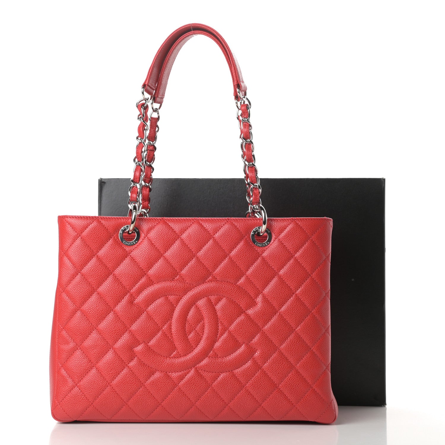 Chanel Caviar Quilted Grand Shopping Tote GST Red 11 of 11