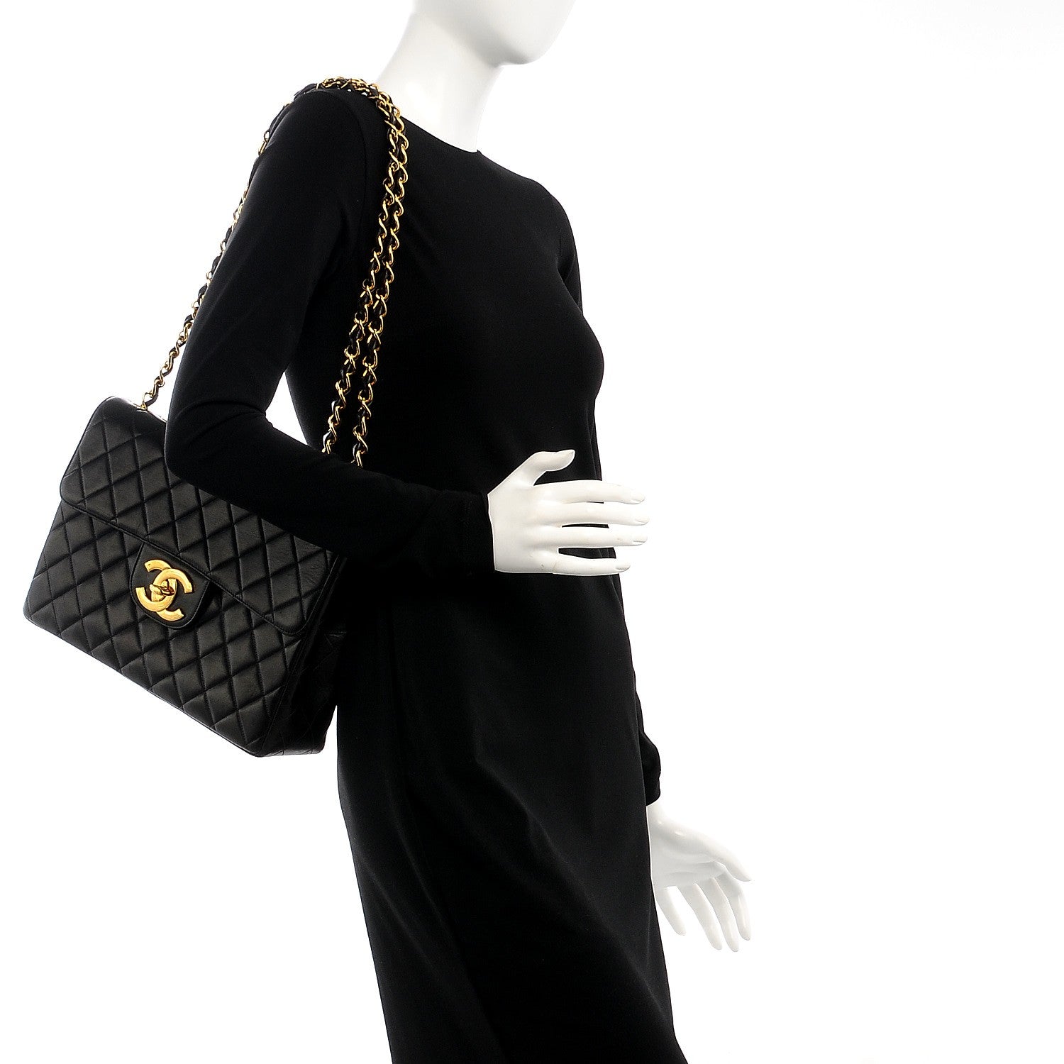 Chanel Lambskin Quilted Jumbo Single Flap Black 2 of 10