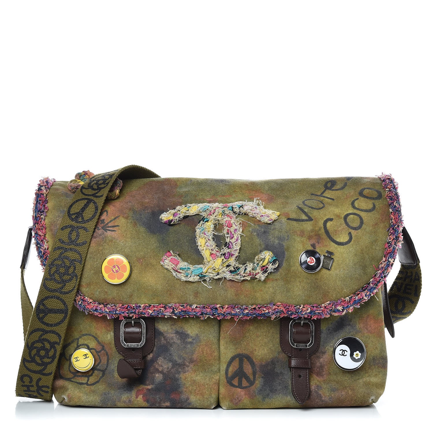 Chanel Washed Toile Large Graffiti On The Pavements Messenger Khaki Multicolor 1 of 10