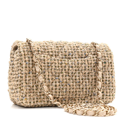 Chanel Tweed Quilted Mini Rectangular Flap Beige 3 of 11