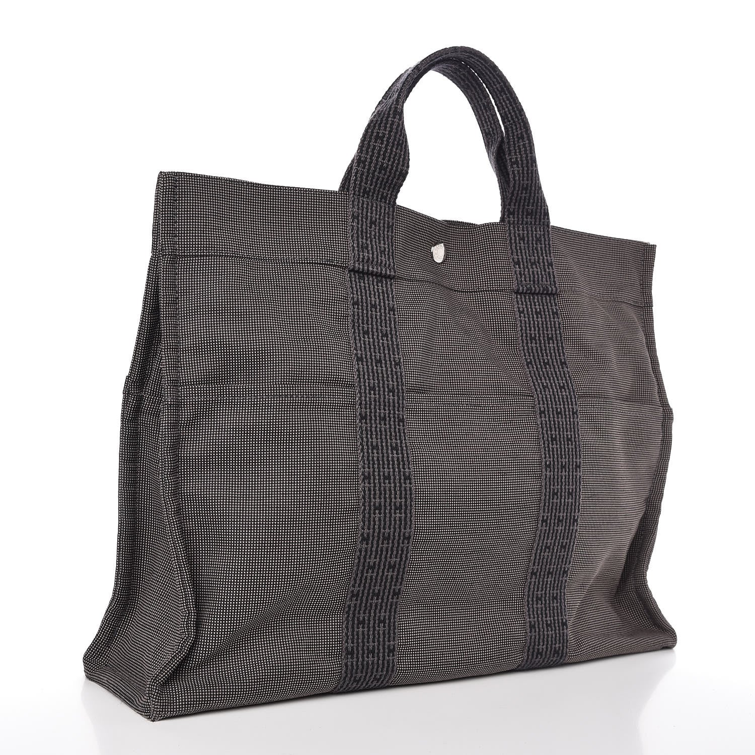 Hermes Canvas Herline MM Tote Grey 3 of 7