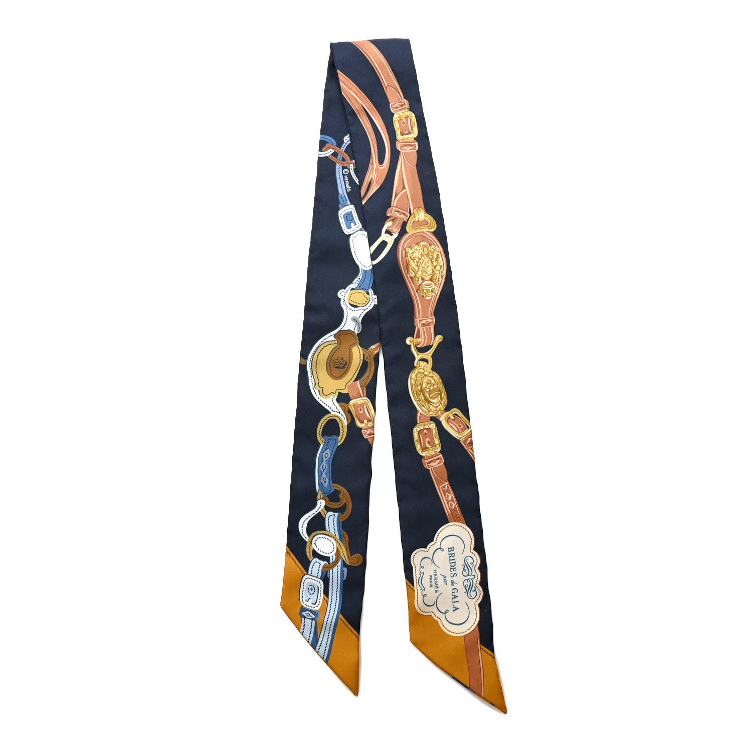 Hermes Silk Brides de Gala Twilly Marine Beige Dore 2 of 5