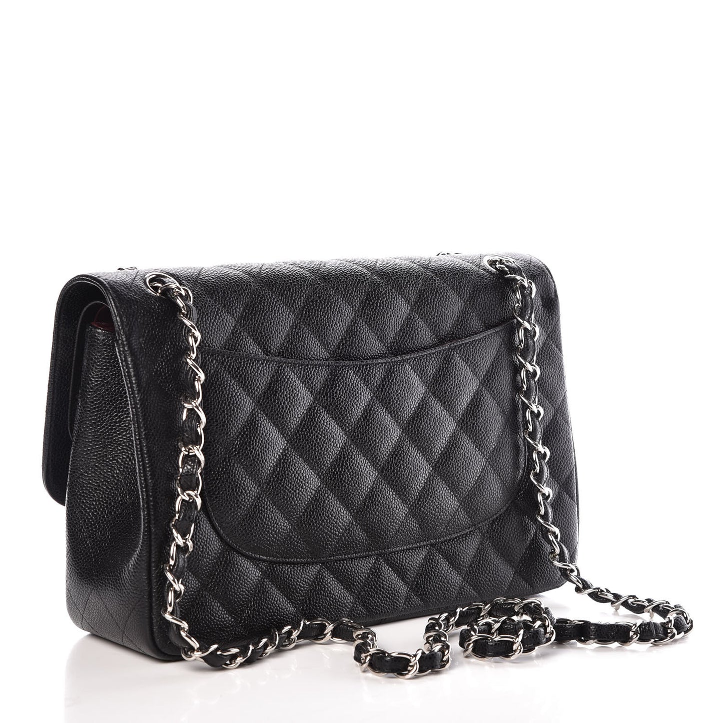 Caviar Quilted Jumbo Double Flap Black