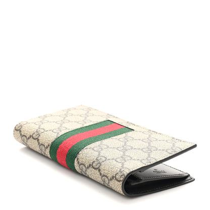 Gucci GG Supreme Monogram Selleria Calfskin Web New Web Long Wallet Beige Ebony Cocoa 4 of 9