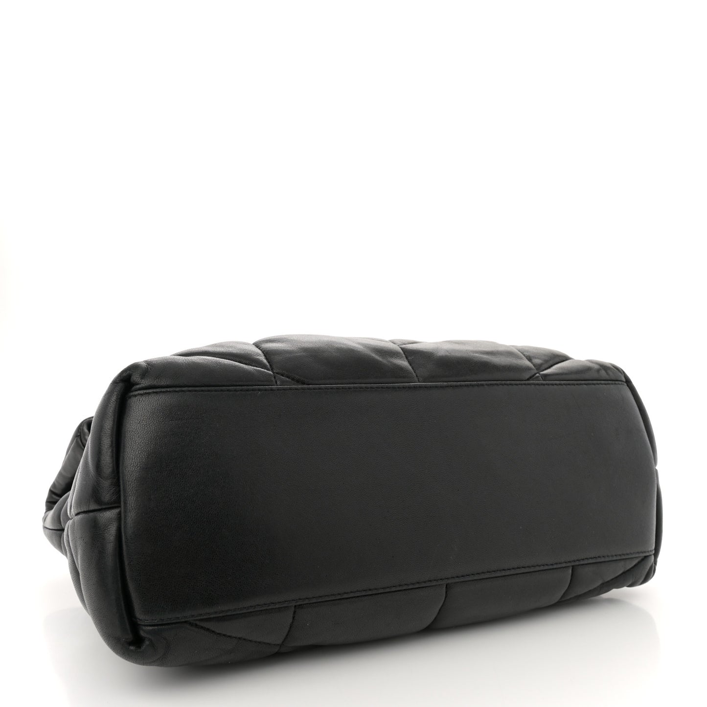 Lambskin Quilted Monogram Monochrome Medium Loulou Puffer Chain Satchel Black