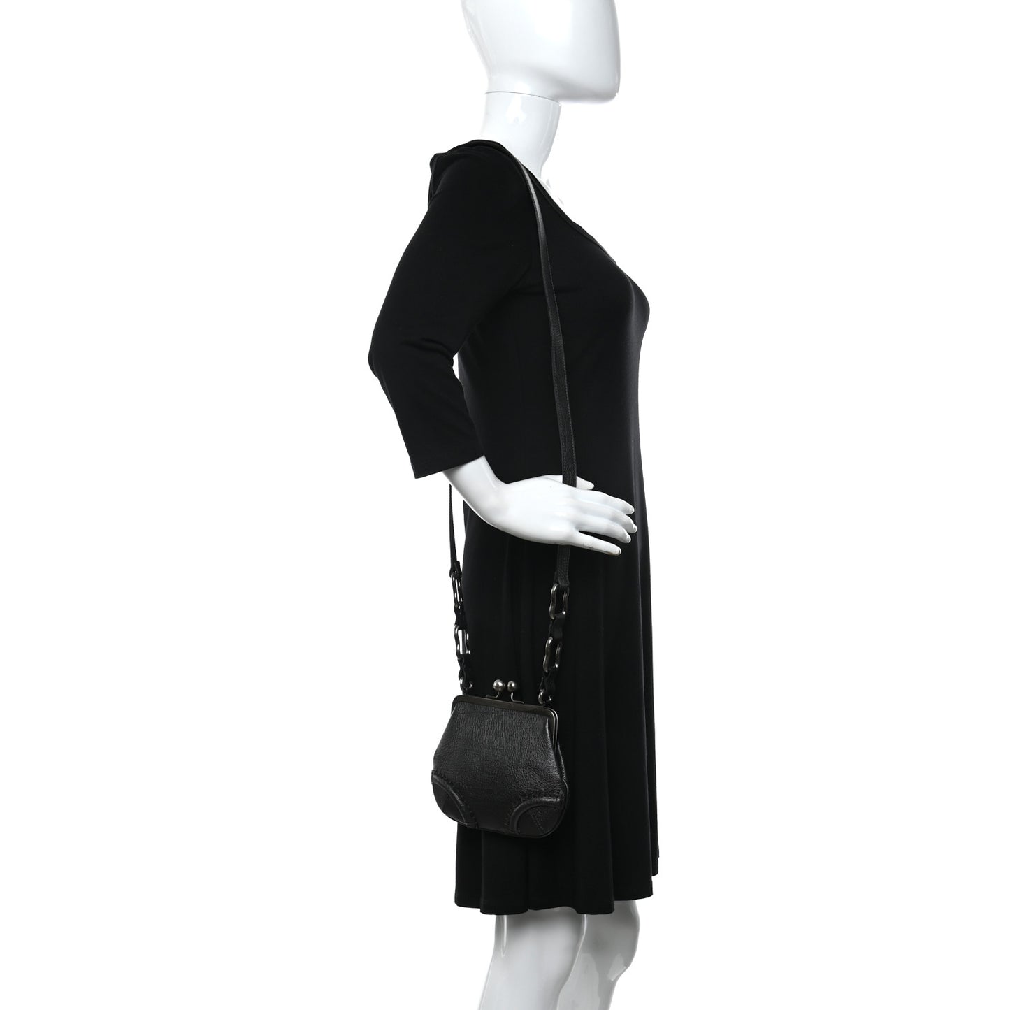 Goatskin Frame Crossbody Bag Grey