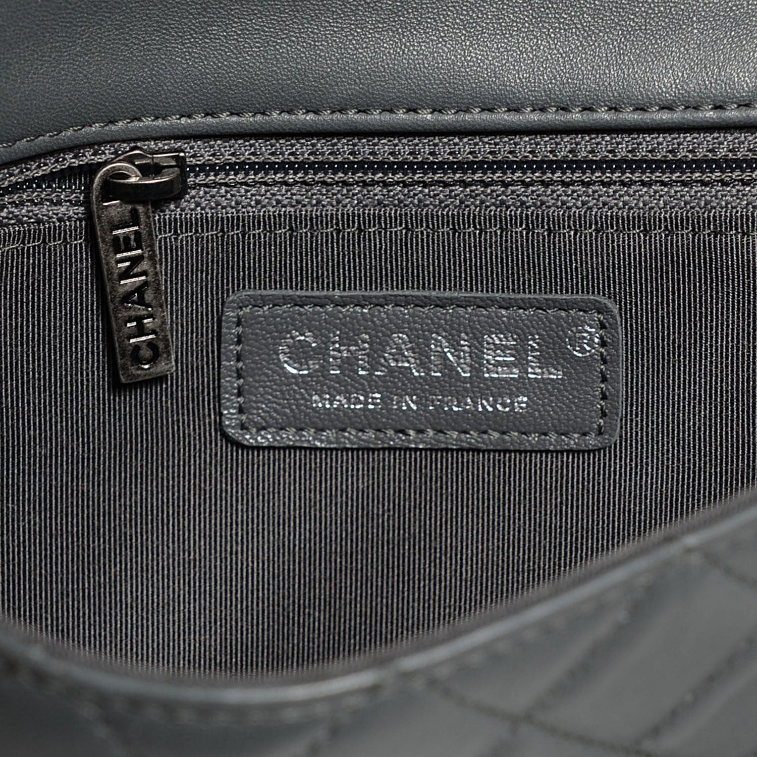 Chanel Calfskin Quilted Bi-Color Mini Flap Grey Black 7 of 9