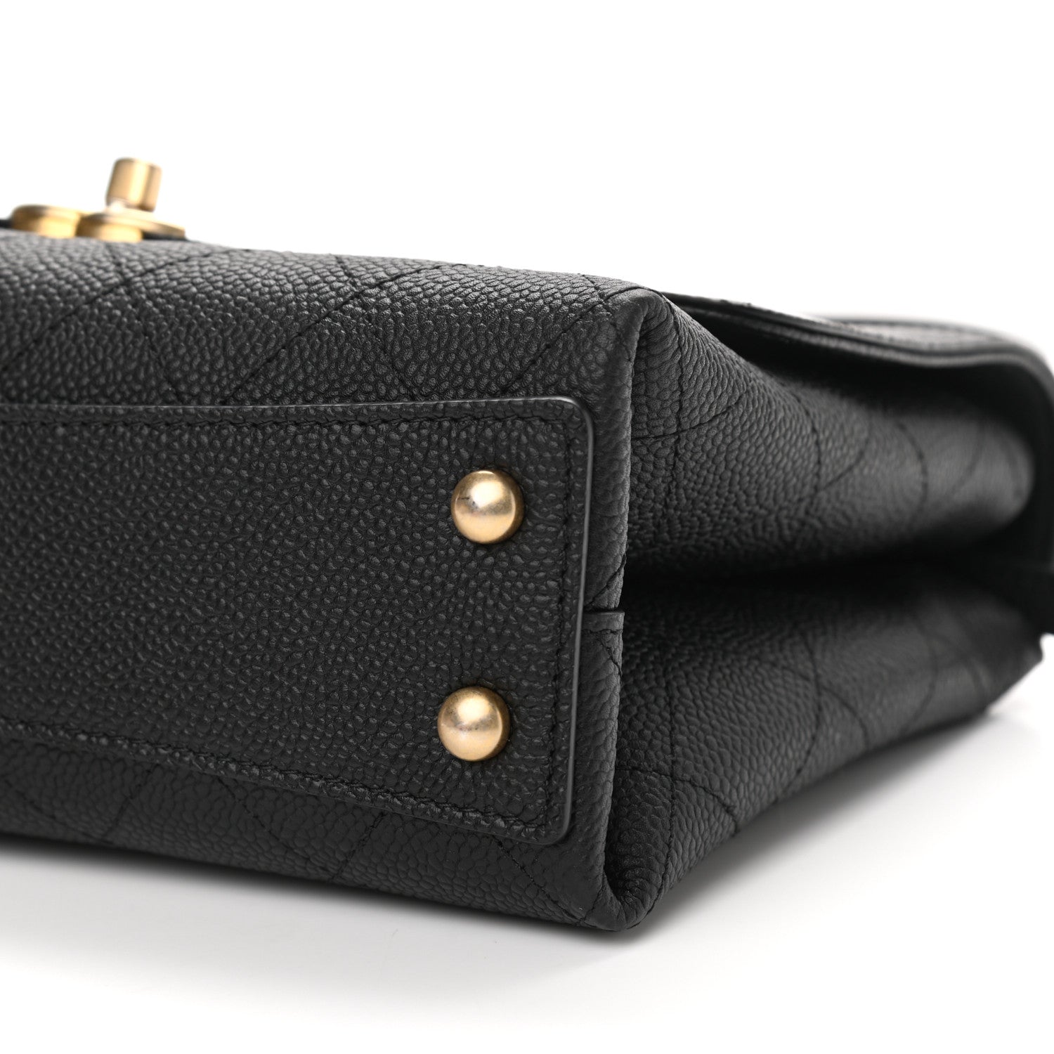 Chanel Caviar Diamond Stitched Small Top Handle Flap Black 10 of 11