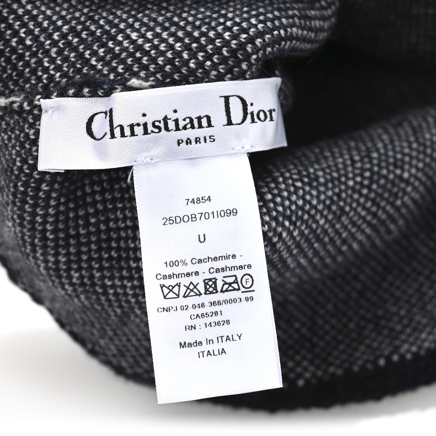 Christian Dior Cashmere Oblique PomPom Beanie Navy Blue 5 of 6