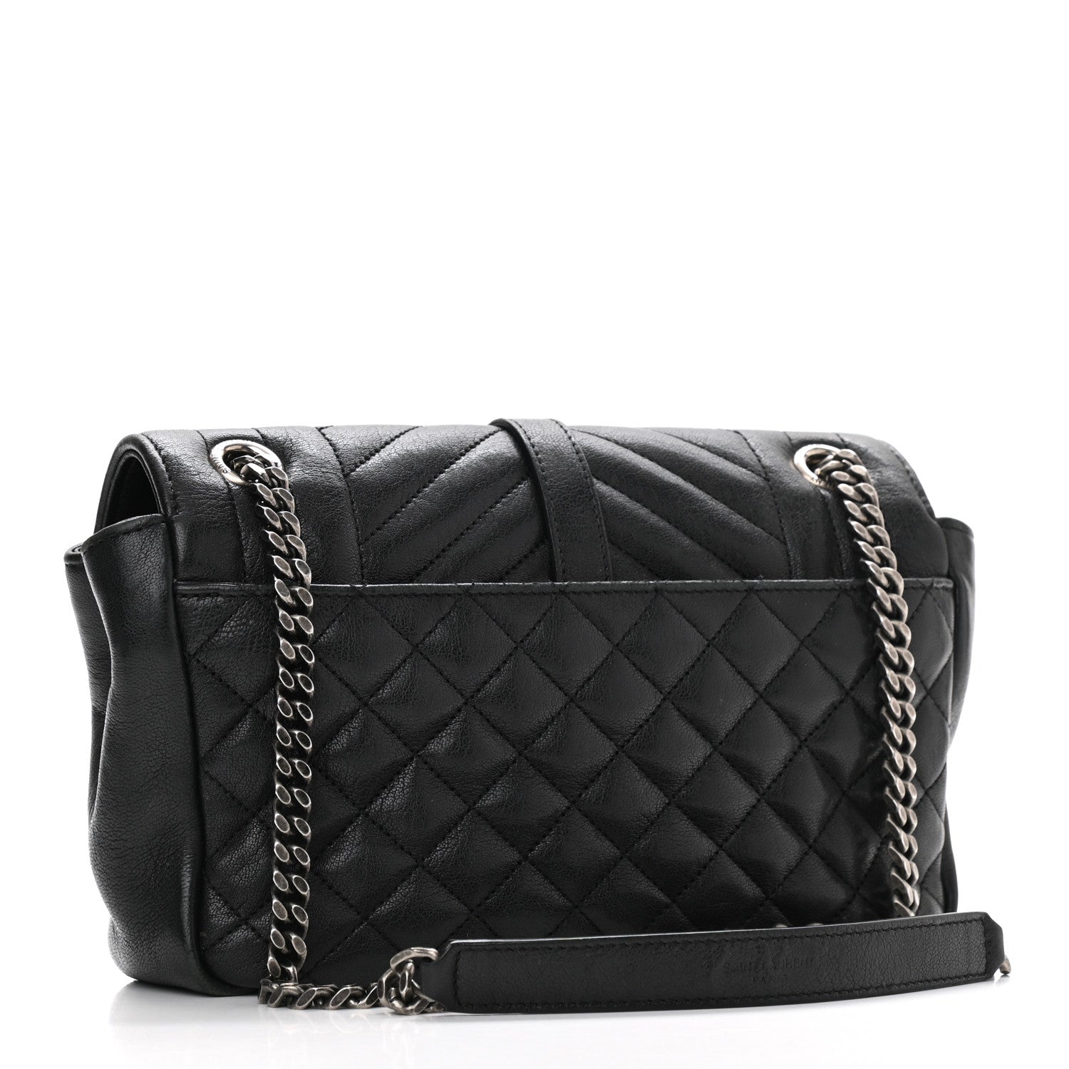 Saint Laurent Sheepskin Tri-Quilt Monogram Medium College Bag Black 3 of 12
