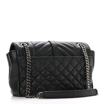 Saint Laurent Sheepskin Tri-Quilt Monogram Medium College Bag Black 3 of 12