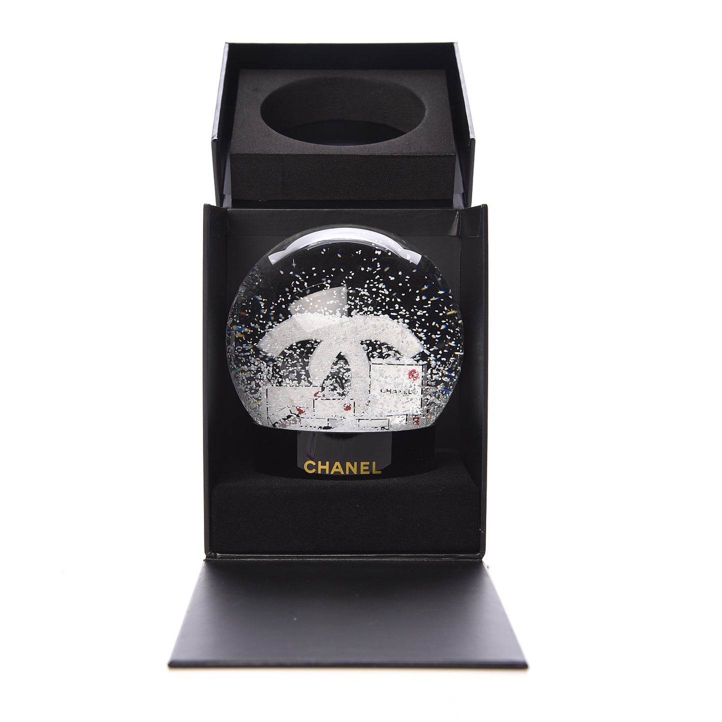 Glass CC Shopping Bag Snow Globe