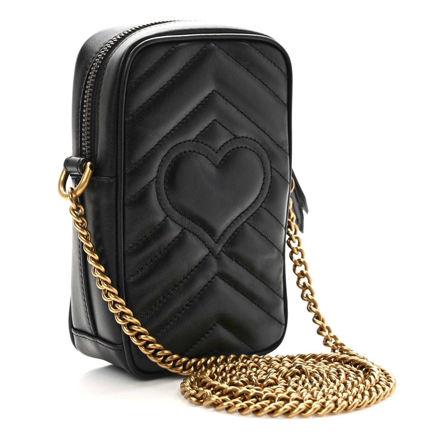 Gucci Calfskin Matelasse Mini GG Marmont Crossbody Bag Black 3 of 8