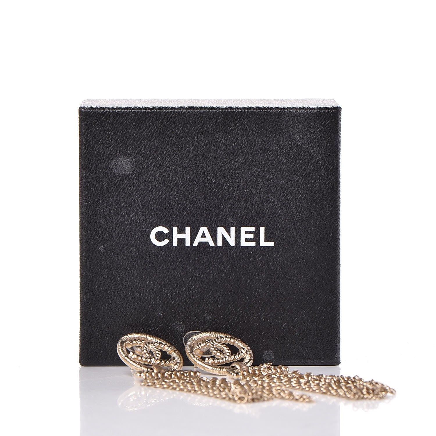 Chanel CC Chain Tassel Drop Earrings Light Gold 6 of 6