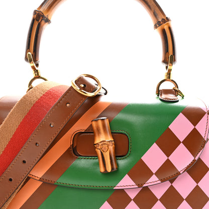 Gucci Calfskin Geometric Print Medium Bamboo 1947 Top Handle Bag Brown 7 of 9