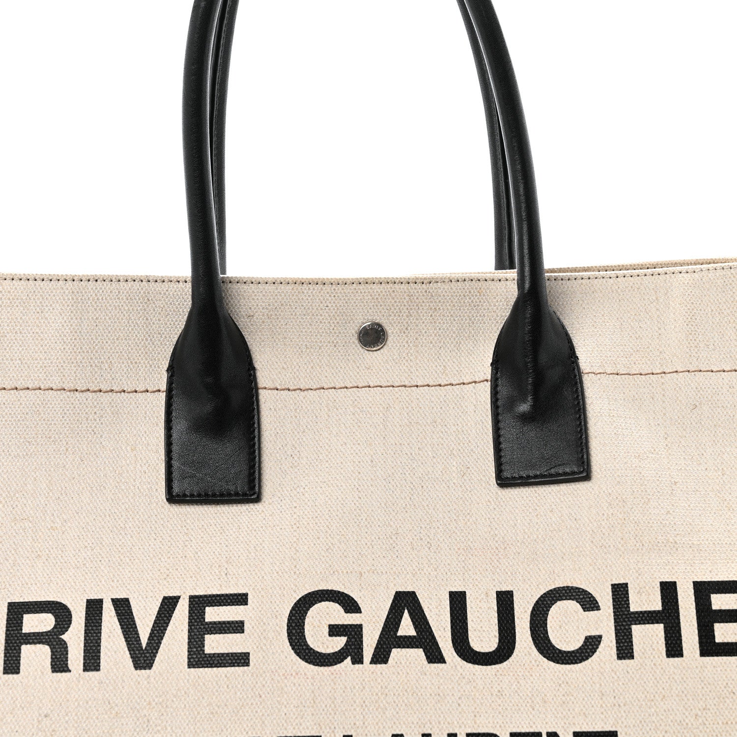 Saint Laurent Linen Calfskin Rive Gauche Tote Optic White 8 of 16