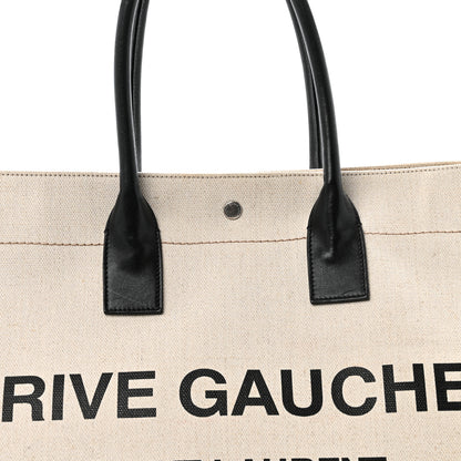 Saint Laurent Linen Calfskin Rive Gauche Tote Optic White 8 of 16