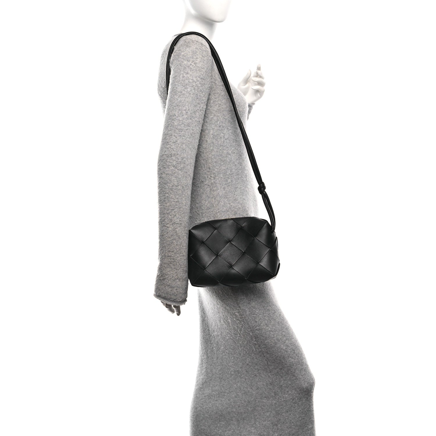 Bottega Veneta Lambskin Maxi Intrecciato Small Cassette Camera Bag Black 2 of 9