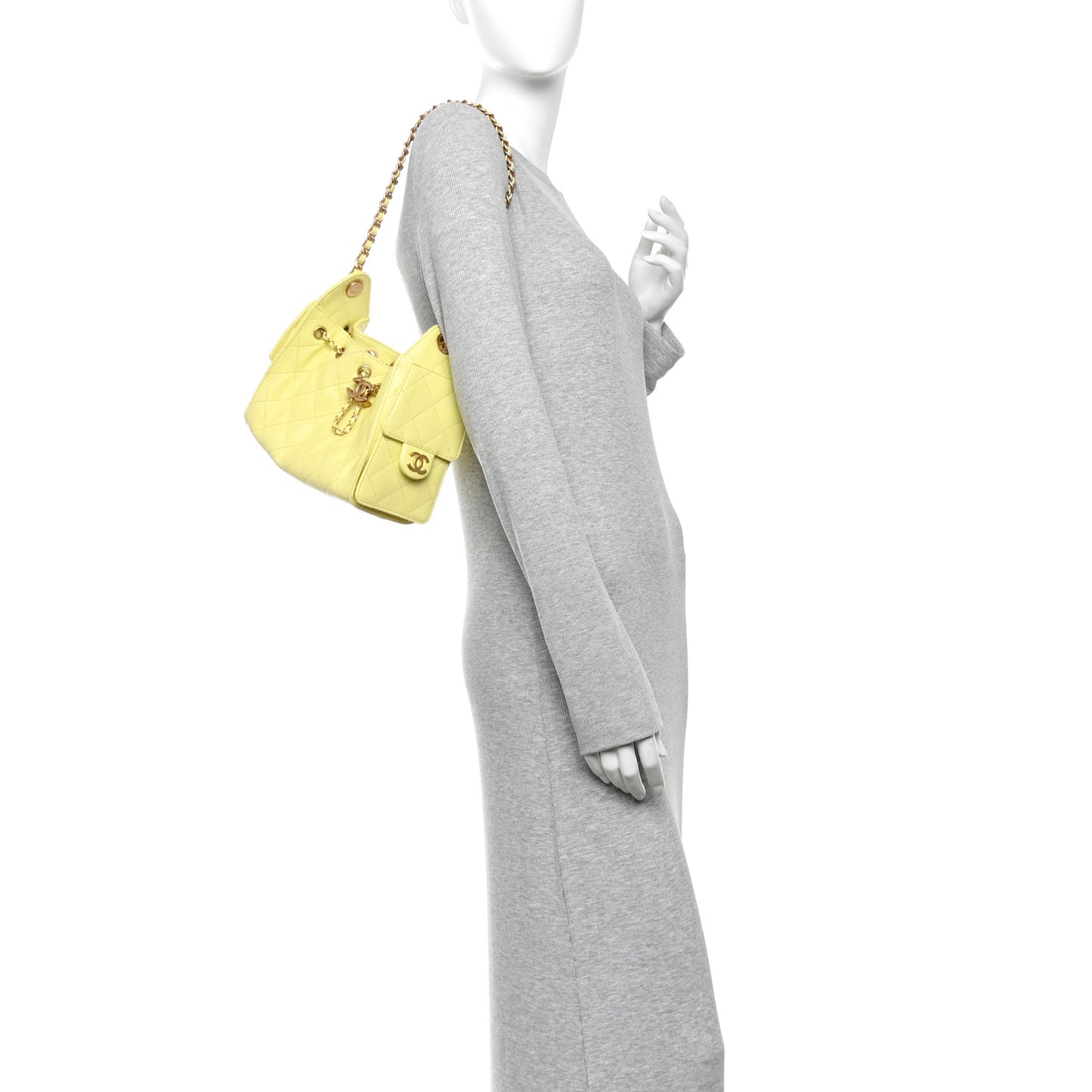 Caviar Quilted Mini Chanel 25 Handbag Light Yellow Light Yellow