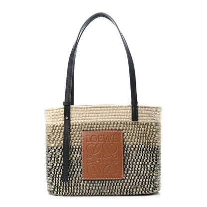 Loewe Textile Calfskin Small Square Basket Tote Bag Tan Black 1 of 4