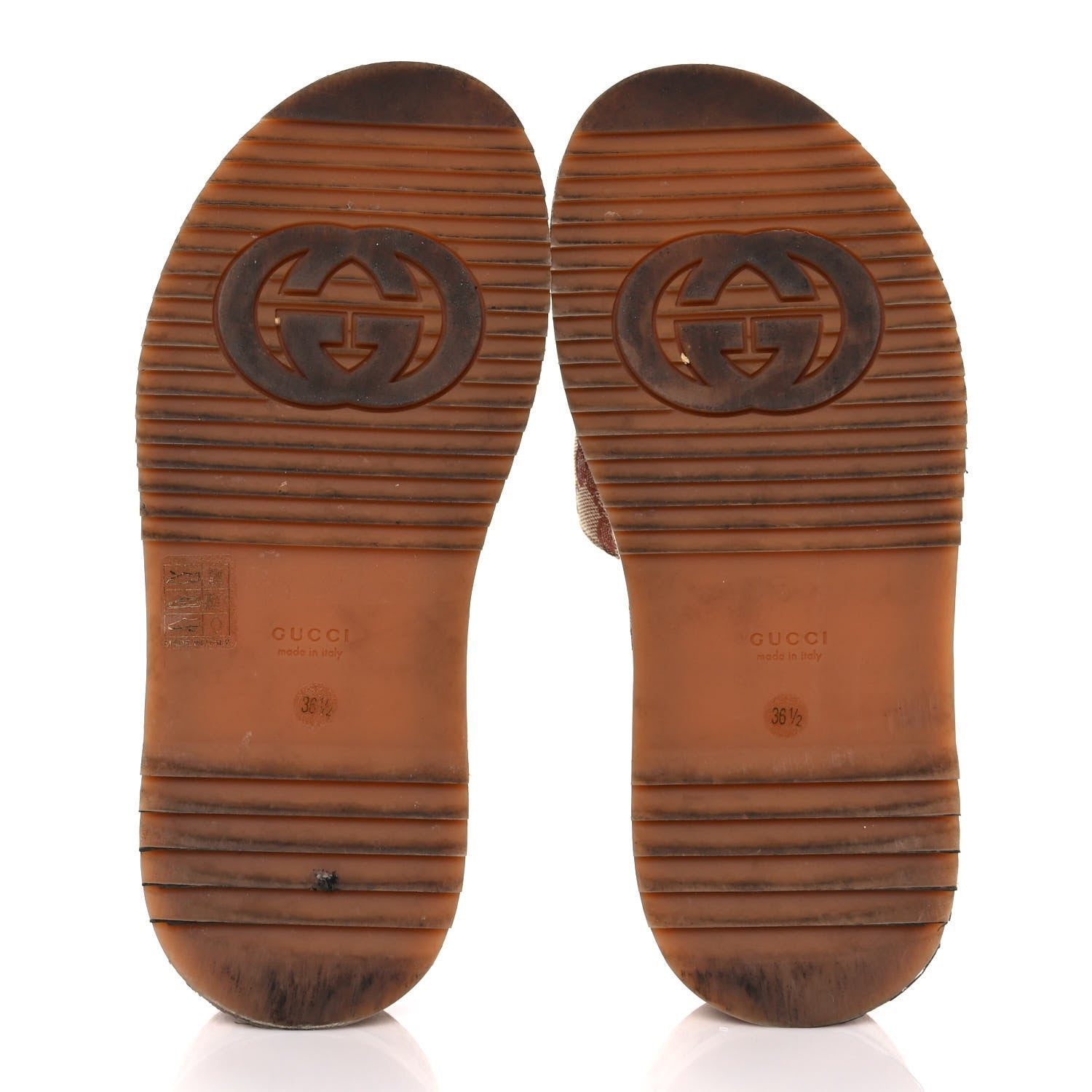 Gucci Canvas GG Monogram Angelina Platform Slide Sandals 36.5 Beige Ruggine 7 of 8