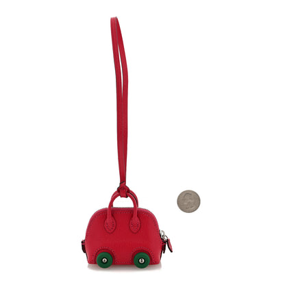 Hermes Chevre Chamkila Bolide On Wheels Bag Charm Rose Extreme Vert Vertigo 2 of 5