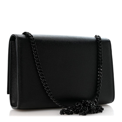 Saint Laurent Grain De Poudre Small Monogram Monochrome Kate Satchel Black 3 of 12