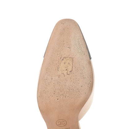 Chanel Calfskin Cap Toe CC Slingback Pumps 38 Beige Black 9 of 13
