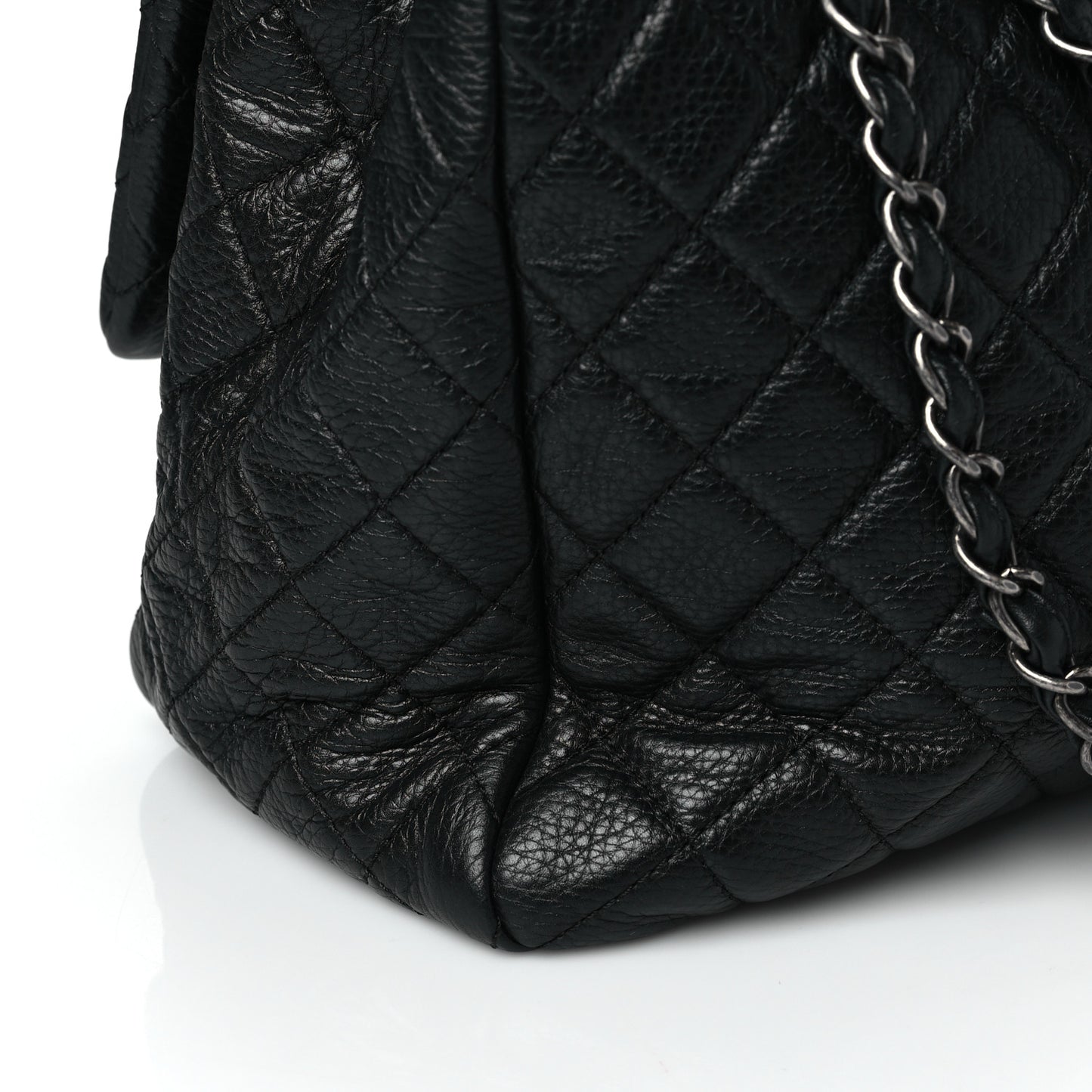 Calfskin Quilted XXL Travel Flap Bag Black