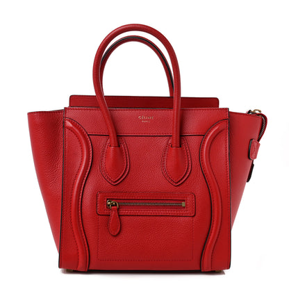 Celine Drummed Calfskin Micro Luggage Coquelicot 1 of 9