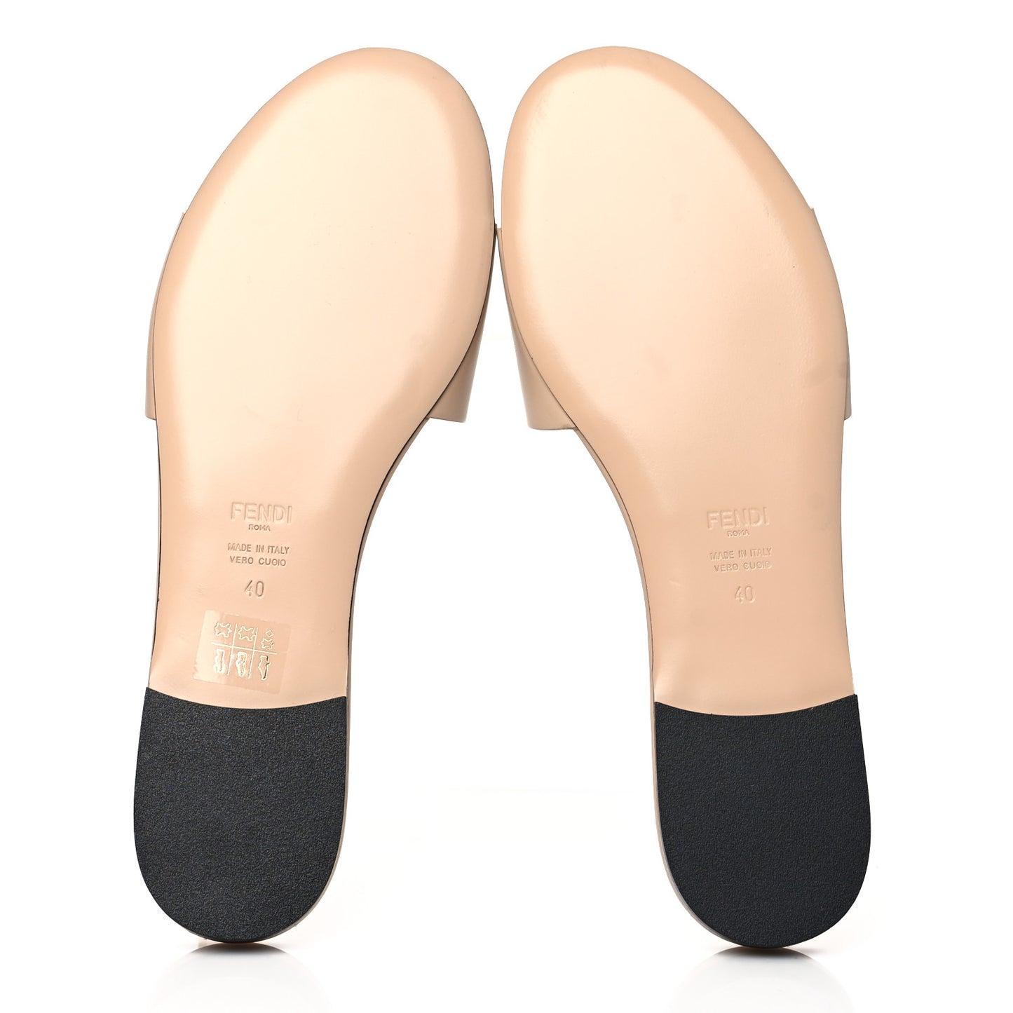 Vitello Cuoio Baguette Flat Slide Sandals 40 Poudre