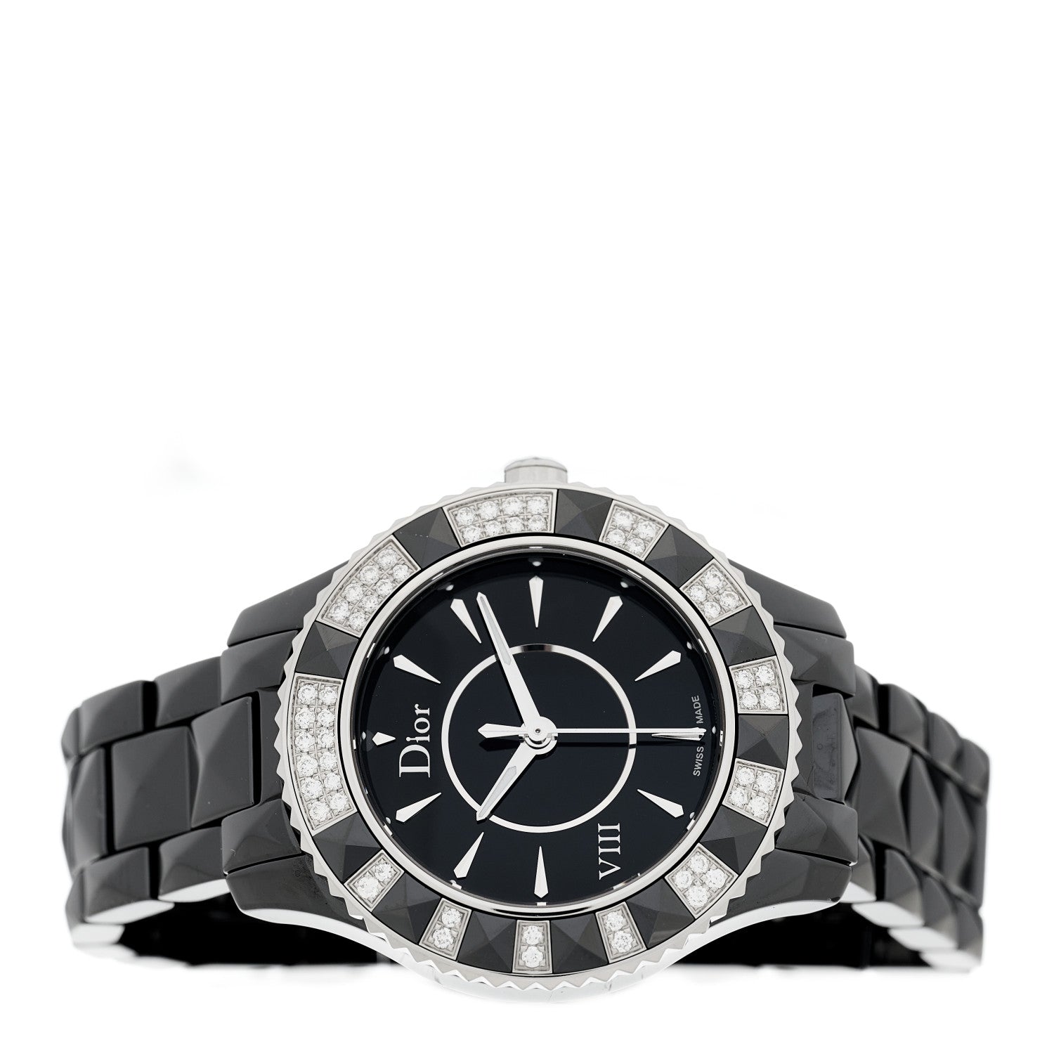Christian Dior Stainless Steel Ceramic Diamond 33mm Dior VIII Quartz Watch Black 2 of 4