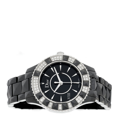 Christian Dior Stainless Steel Ceramic Diamond 33mm Dior VIII Quartz Watch Black 2 of 4