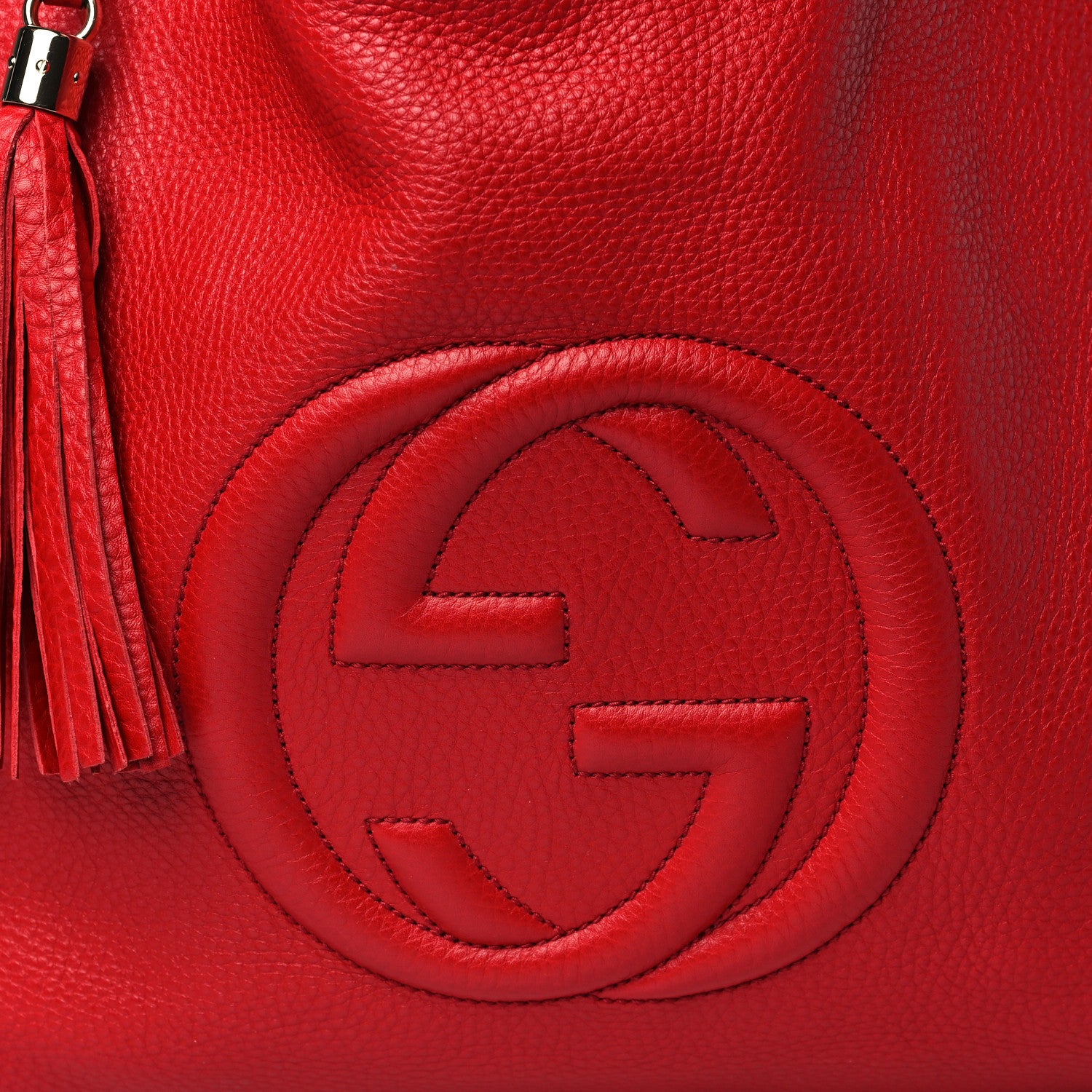 Gucci Pebbled Calfskin Large Soho Shoulder Bag Red 8 of 13