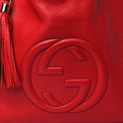 Gucci Pebbled Calfskin Large Soho Shoulder Bag Red 8 of 13